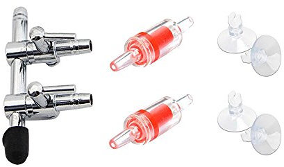 BornFeel Aquarium Air Flow Control Valve 7 in 1 Kit 2-way Air Pump Splitter & 2 Non Return Check Valve & 4 Suction Cups for Fish Tank Pond