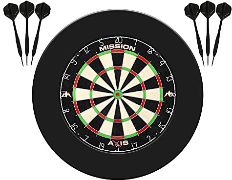 Mission Darts Home Center Dartscheibe, Dartset inklusive Dartscheibe und 2 Dartsets, Jigsaw-Schutzring