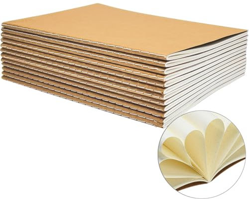 YBCPACK Kraft Notizbuch A5 Dotted, 12 Notizbücher Set, Gepunktet Notizheft mit 60 Seiten (30 Blätter), Notizblock für Büro, Schule & Reisen (21x14cm)