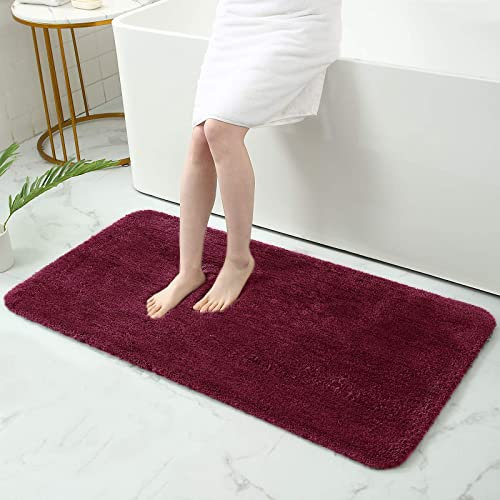 Homaxy Badezimmerteppich rutschfest Waschbar Badematte Weich Flauschig Badteppich Shaggy Hochflor Mikrofaser Badvorleger – 60 x 120 cm, Weinrot