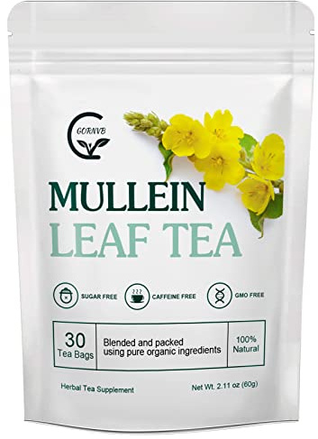 Mullein Leaf Tea Bags - Lungs Cleanse and Respiratory Support, Herbal Teas, Caffeine Free, 30 Tea Bags