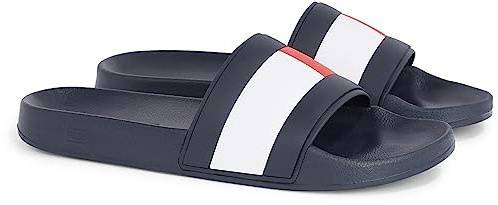 Tommy Hilfiger Claquettes Homme Caoutchouc Drapeau TH Pool Slide Sandales de Bain, Bleu (Desert Sky), 40