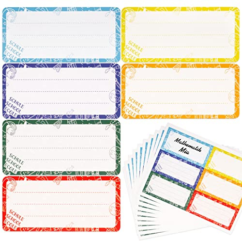 60Pz Etichette Adesive Scuola Scritte Tedesche Rimovibili Etichette Adesive Scrivibili Etichette Colorate Autoadesive Decorazioni Scrapbooking Diario Quaderno Libri Tavolo Scheda Fai da Te