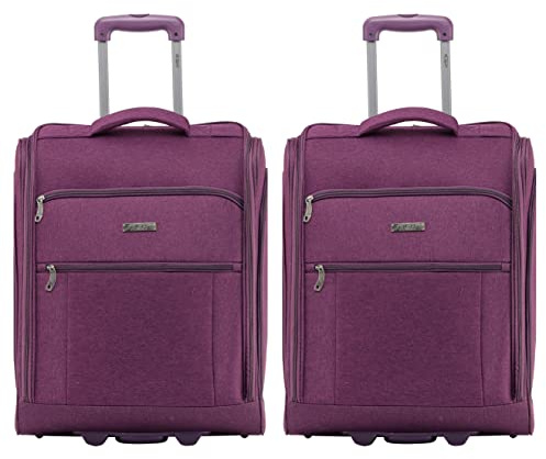 Flight Knight 2er-Set 56x45x25cm easyJet & British Airways Large Carry On Approved & Tested Maximum Size Handgepack Koffer - 2 Rader - Ultra Lightweight Durable Soft Case Textile Cabin Suitcase
