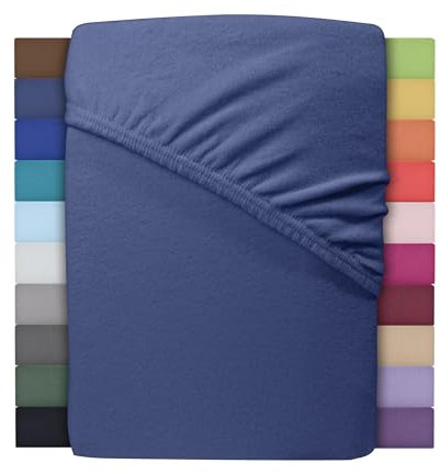 Winter Spannbettlaken | Farbenfrohes Thermo Fleece | Spannbetttuch, Bettlaken in vielen Größen und Farben (Navyblau/Marine, 140 x 200 cm - 160 x 200 cm)