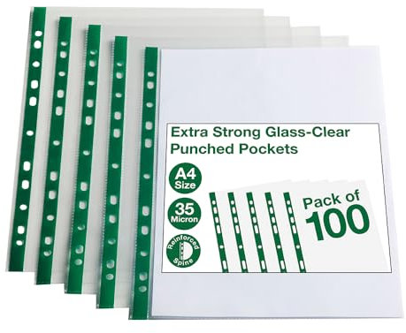 SUMMIT Klarsichthüllen A4, gelocht, glasklar, 100 Plastikhüllen