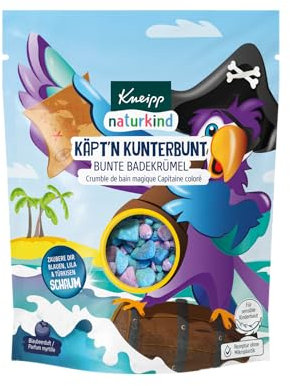 Kneipp Naturkind Käptn Kunterbunt Badekrümel, buntes Farbsprudelbad, individuelle Dosierung der kleinen Badebrökchen, Traubenkern- und Avocadoöl machen das Bad zu einem Erlebnis für das Kind, 100g