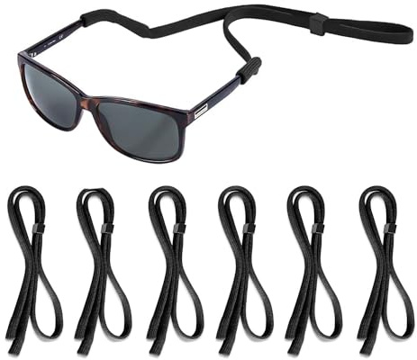 DHSBGWSX 6 Cordones Negros Para Gafas, Nailon Ajustable Antideslizante Para Gafas Deportivas, de Sol y de Lectura, 68 cm