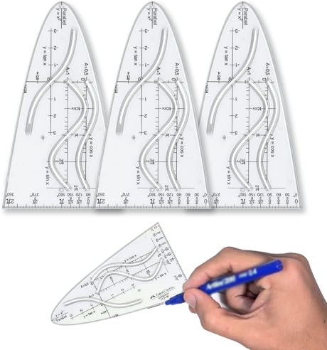 Parabelschablone Mathe,3 Stück Parabelschablone,Normalparabel Schablone,Schablone Einheitsparabel,Multifunktionales Normalparabel Schablone,Parabel Lineal Für Studenten Büro Designer Malerei