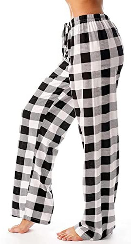 Karierte Pyjamahose Damen Lang, Schlafhose Damen Baggy,Pyjama Hosen Damen mit Taschen und Kordelzug Baggy Hose Rote Kariert Loungehose Schlafanzughose Freizeithose Jogginghose Haushose für Frauen