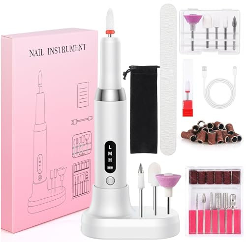 Fresa per Unghie 12 in 1 Portatile kit Manicure e Pedicure Elettrico 20000 RPM Velocità Regolabile Lima per Unghie Elettrica Senze Fili Portatile Ricaricabile Lima Elettrica Unghie Portatile Fresa