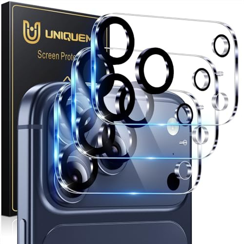 UniqueMe Protector Cámara para iPhone 17 Pro Max - Ultra HD Clara, Anti-Arañazos, Ultra Resistente, Cristal Vidrio Templado 9H, 3 Unidades -Transparente