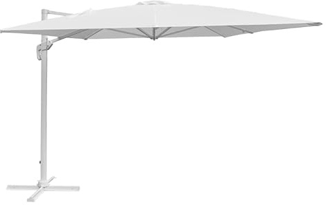 Gruppo Maruccia - Ombrellone da Giardino 3x4 Metri - Palo Laterale in Alluminio, Telo Idrorepellente -Ruotabile e Inclinabile - Per Piscina, Bar, Ristoranti (Bianco)