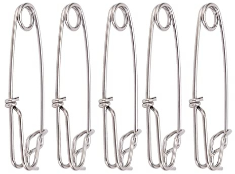Yctze 5 Clips de Línea de Acero Inoxidable, Conectores de Pesca a Presión, Hebilla para Colgar con Ojo Cerrado, Herramienta de Pasador Rápido, Pesca en Surf, Océano y Agua Dulce, para Usar y