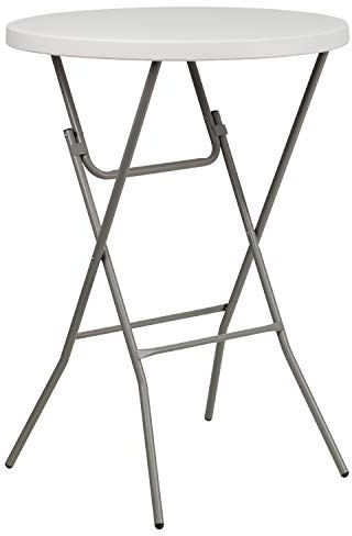 Flash Furniture Kathryn 31.5 Round All-Occasion Folding Bar Height Table for Parties and Commercial Events, Plastic Bar Height Folding Table, White