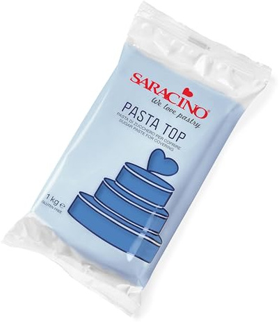 Saracino Top Pâte à Sucre pour Recouvrir 1000g Fondant Made in Italy - Couleur Bleu