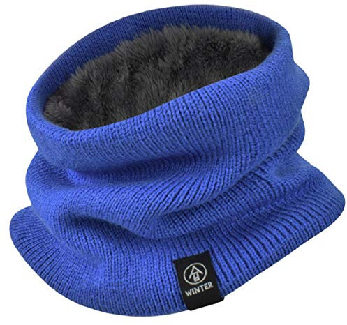 Yuson Girl Schlauchschal Damen Herren Winter Halsschlauch Dick Fleece Halswärmer Fleece Loop Schal Unisex Innenfutter Neckwarmer Multifunktionstuch Strickschal für Outdoor(Blau)