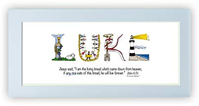 The Christian Alphabet First Communion Gift Personalized - For Boys or Girls with Bible Verse - 10x20 Matted Print *Frame Option*