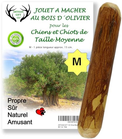 ARTISAN GIFT CO Legno di ulivo per cane, osso di legno naturale per cani da masticare - 15 cm