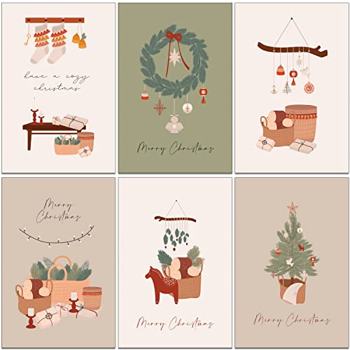 36 x Tarjetas de Navidad Tradicionales Ecológicas Elegantemente Simples hechas de Papel Reciclado