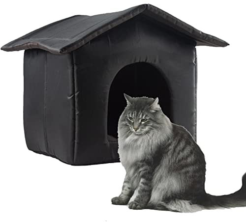 Yajimsa Cat House for Outdoors, Winterproof, Waterproof and Warm Cat Cave Pet House with Removable Mat, Weatherproof Cat House, Animal Home for Cats/Small Dogs, Outdoor Winterproof