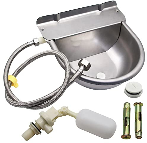 Automatic Horse Drinking Waterer Bowl,Upgrade Stainless Steel Farm Livestock Water Dispenser with Drain Hole and Float Valve for Horse,Dog, Chicken,Goat,Pig (B)