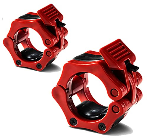G5 HT SPORT Coppia di Ferma Bilancieri Olimpici Da 30 e 50 MM Blocca Dischi, Clip per Collare, Chiusura Bilanciere, Accessori a Body Pump, Morsetti Barra Olimpico, Fitness, Weightlifting (50 mm Rosso)