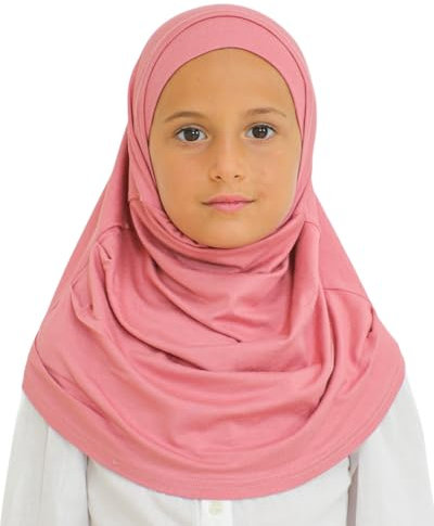 Prien Hijab Für Kinder, Türkisch Kopftuch Mädchen, Muslim Damen Schal, Viszid Tuch, Islam Kopftücher, Muslimische Frauen Khimar Abaya, Easy Kleidung, Tesettür Giyim (Altrosa)