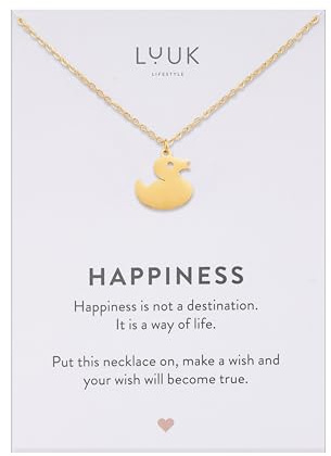 LUUK LIFESTYLE Stainless steel necklace with cute pendants, Angel Wings|Whale|Baguette|Pinecone|Bunny|Honeybee|Duck|Flower, Gifts for Women, 50cm adjustable chain, Silver|Gold|Rose Gold