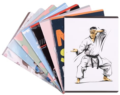 gimboo Schulheft/Format A5 32/32 Blatt Kariert/Mixed 8er Packung - 8 Stück/Packung Motive Sortiert/für Kinder zur Einschulung für Grundschüler/mit Rand/Weiße Karten/Blau Kariert