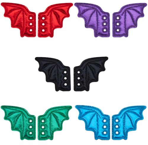 GORGECRAFT 5 Paia 5 Colori Ciondoli Ali Accessorio per Scarpe Ali D'Angelo In Stoffa Stivali In Pizzo Accessorio per Scarpe per Halloween PU Punk Pattini Scarpe Da Ginnastica Tela Sport Roller Scarpe