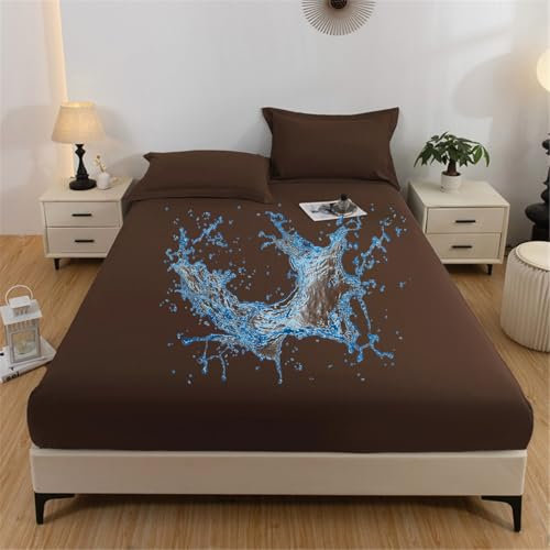 FANSU Spannbettlaken Mikrofaser Wasserdicht Spannbetttücher Elastisch Bettlaken Weiche Spannbetttücher Spannbetttuch Spannleintuch für Boxspringbett, 30cm Tiefe Tasche (Braun,100x200cm)