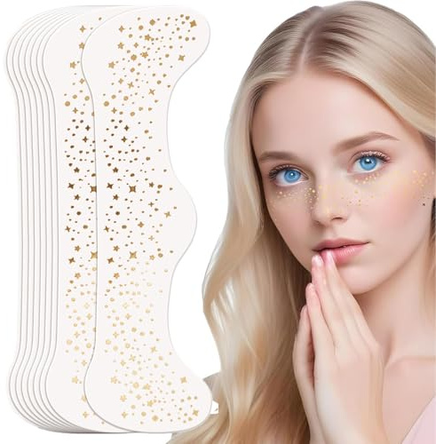 Tatuajes Temporales de Pecas de Brillo 10 Piezas Tatuaje facial de pecas con destellos Pecas de Festival Película de Tatuaje de Pecas de Henna,Per le donne, cosplay e festival (Estrellas y puntos)