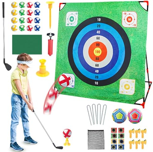 Golfspielset - Vier In Eins Golf Ziel Spiel,Mit Abnehmbarem Schläger, Lernspielzeug Für Draußen, Partyspaß, Wohnzimmer Übung, Vorschul Lernen