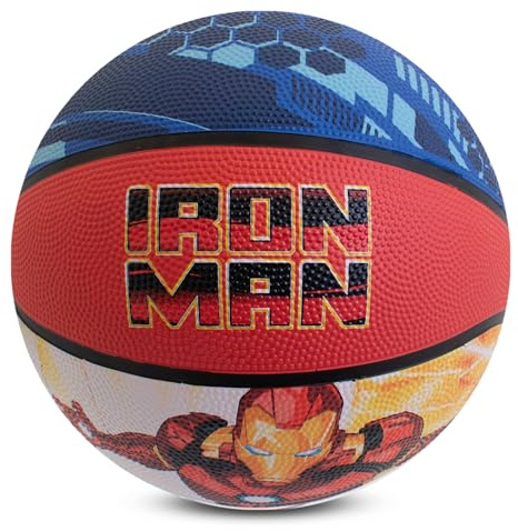 Hy-Pro Ballon de basketball Iron Man sous licence officielle Taille 5 – Pour l'intérieur et l'extérieur avec design Marvel et graphique Iron Man – Petit ballon de basket – Matériau antidérapant