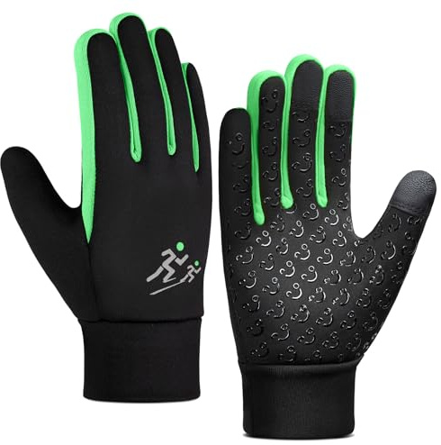 AOTOW Kids Winter Running Glove - Cold Weather Touchscreen Warm Gloves Riding Thermal Windproof Gloves for Hiking Biking Anti-Slip Outdoor Sports Glove for Childrens 4-12 Year Old