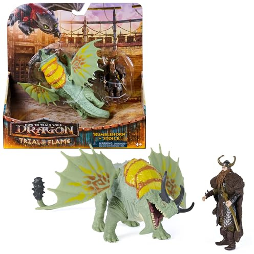 Dragons DreamWorks, How to Train Your Dragon, Rumblehorn & Stoick, Action Figure del Duo Vichingo, Giocattoli per Bambini dai 4 Anni in su