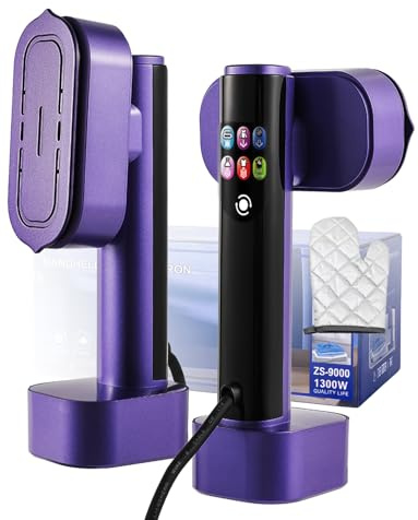 HUIPLUS Steamer Dampfglätter, 1300W tragbares Dampfbügeleisen, 2-in-1 Handbügeleisen, 15s Schnellaufheizung, 190ml Wassertank, 6 Modi (5 Dampf+1 Trocken), mit LED-Display, für Zuhause, Reise & Urlaub