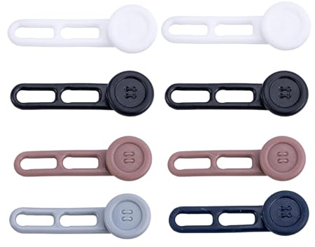 Lonwiner 10 extensiones de botones para pantalones, tensión ajustable, elástico de goma natural, expansor de cintura compacta, herramienta de relajación de cintura