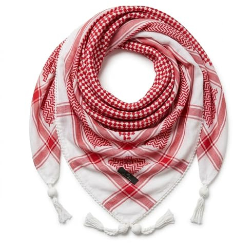 KARMA.DIEM Foulard palestinien XXL 120 × 120 cm – Tissé aéré et brodé en relief – Foulard/écharpe de qualité supérieure pour homme et femme – Shemagh/Kufiya