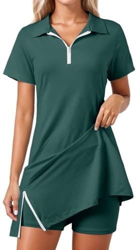 Générique Robe De Tennis De Golf Avec Short Pour Femme - Col Polo - Robe Athlétique Manches Courtes - Robe De Golf Décontractée Manches Courtes