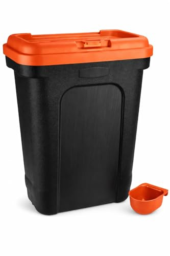 raxter Pet Food Storage Container, 30L/15kg, Flip Top Lock with Airtight Seal, Includes Scoop, for Dog Food, Cat Food and Treats (Orange)