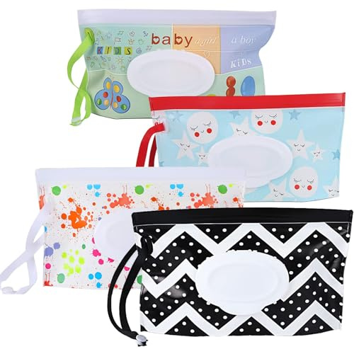 Teouuas Bolsas de Toallitas Húmedas, Bolsas Reutilizables para Toallitas para Bebé, Dispensador de Toallita Húmedas Portátil, para Viaje Casa Carrito Bebé Familia (Estilo 1)