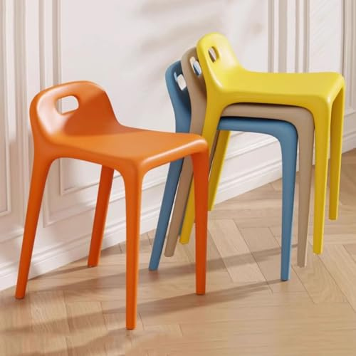 ckable plastpallar – modern bosstol med 46 cm sitthöjd, öppen ryggdesign, platsbesparande – enkel röd pall för matsal, kök eller vardagsrum