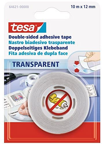 tesa Doppelseitiges Klebeband, Transparent, 1 x 10m:12mm