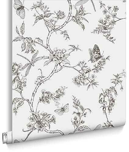 Superfresco Easy Nature Trail Butterfly Wallpaper | Paste The Wall | White Floral | Eco-Friendly