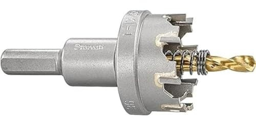 Starrett Tungsten Carbide Tipped Hole Saw - SM36 Sheet Metal Cutter With Arbor & Pilot Drill Bit - For Drilling Stainless Steel Aluminum Alloy - 36 mm