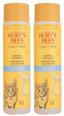 Burt's Bees for Pets Tearless Kitten Shampoo with Buttermilk, 99.3% Natural Origin Formulas, Pet Cleanser for Cats, Gentle Cat Wash for Itchy Skin, 2pk, 10 oz
