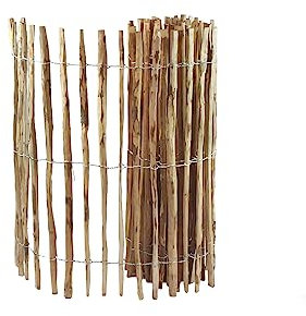 Clôture en bois - Rouleau de clôture en noisetier - Longueur : 5 m - Espacement entre les lattes : 7-8 cm - Hauteur au choix : 120 cm