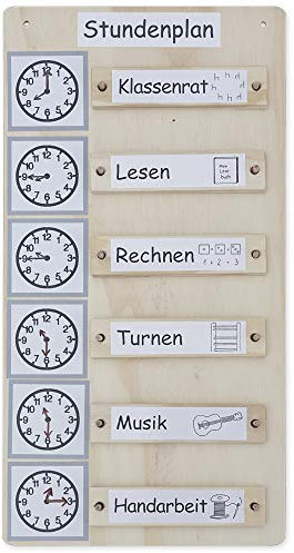 TimeTEX Stundenplan aus Holz für den Tag - Wandstundenplan - 38 Teile - 94920